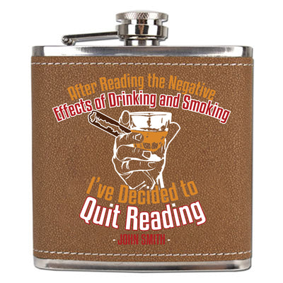 Personalized 6 oz Leatherette Flask: After Reading