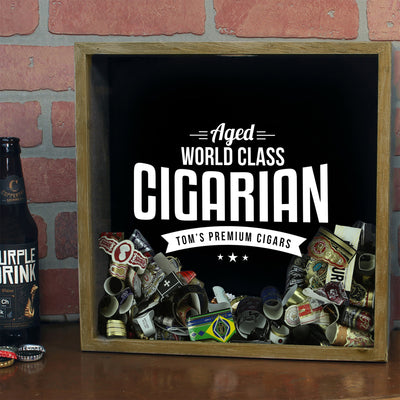 Personalized Acid Wash Cigar Band Shadow Box - World Class Cigarian