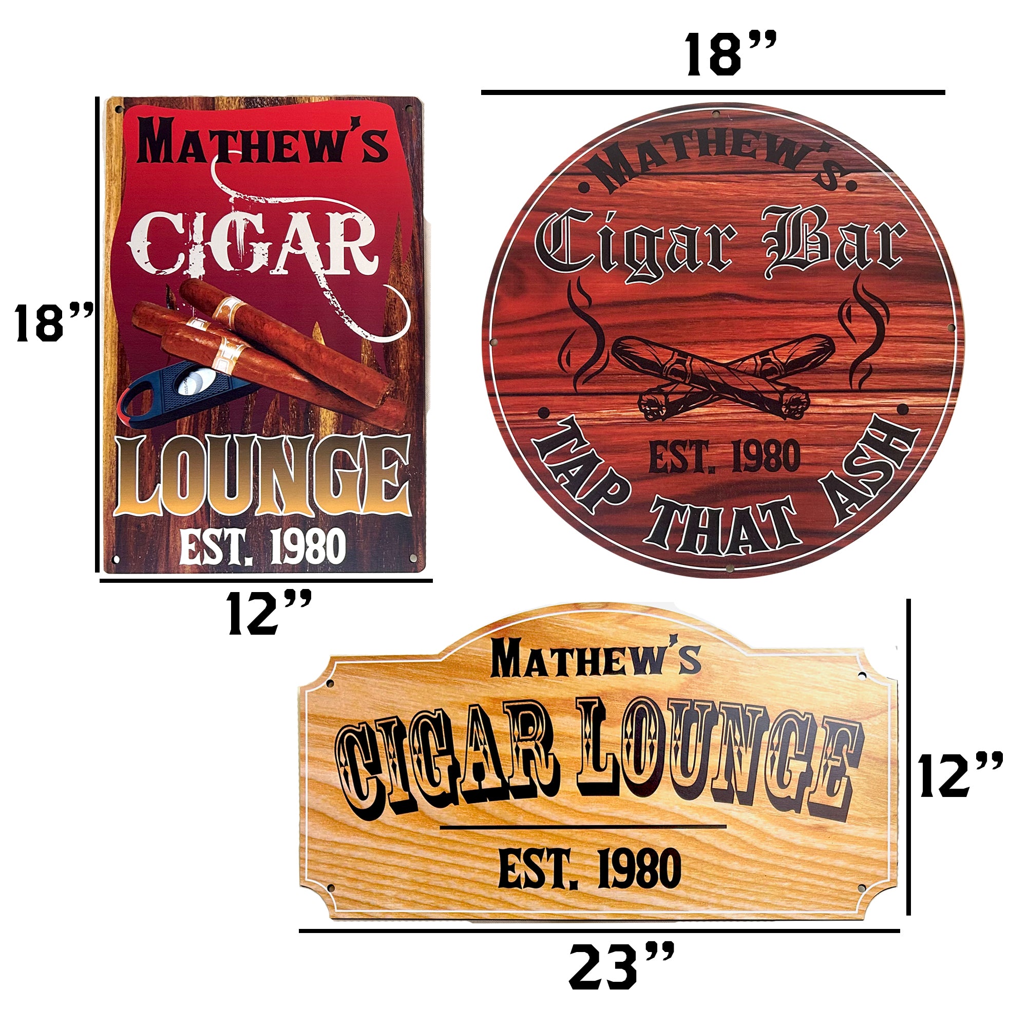 Personalized Man Cave and Cigar Bar Signs - 3 Designs Available