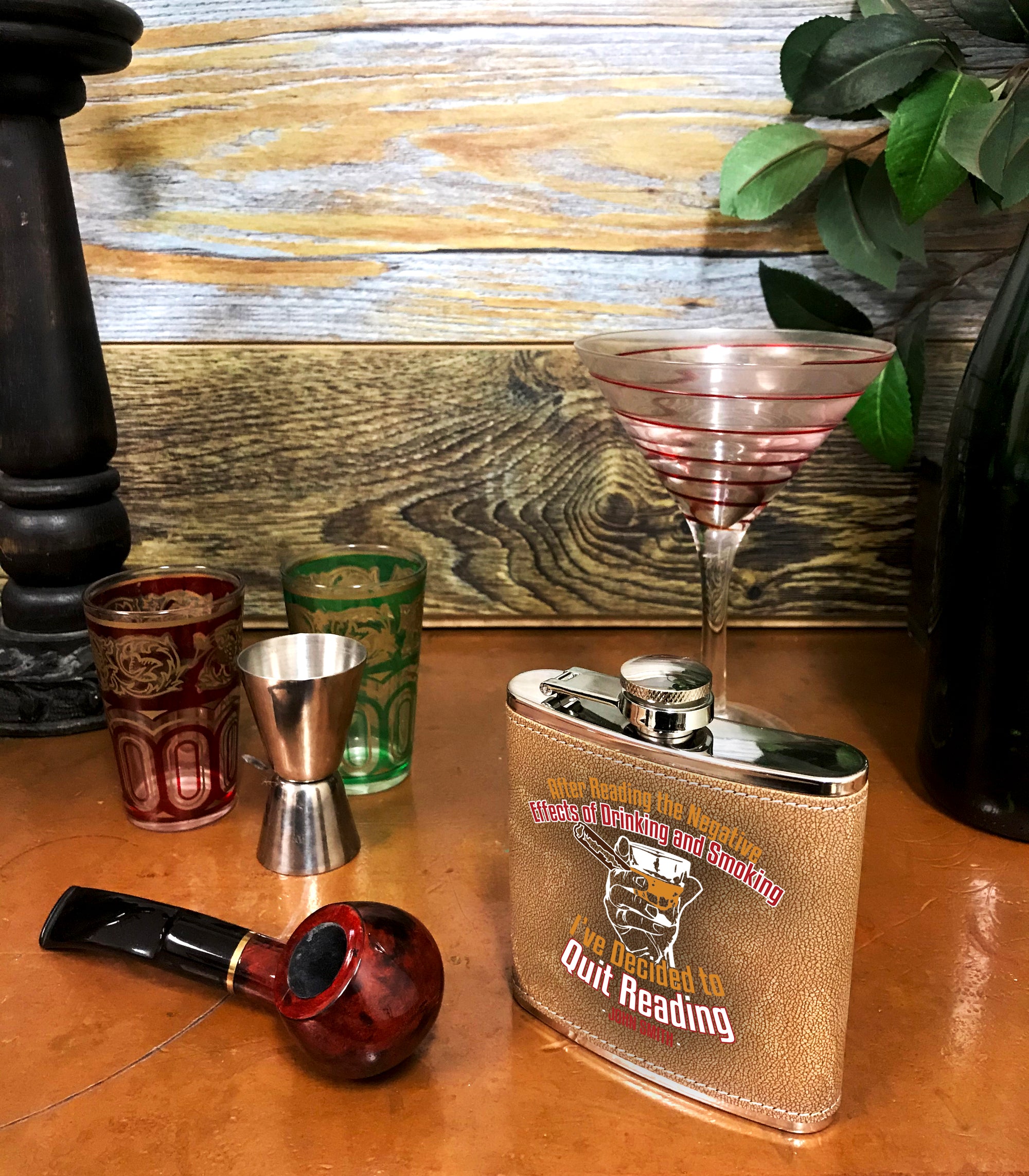 Personalized 6 oz Leatherette Flask: After Reading