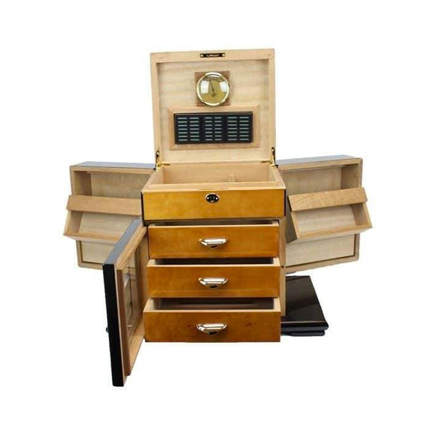 Baccus 200 Count Black and Burl Cigar Humidor