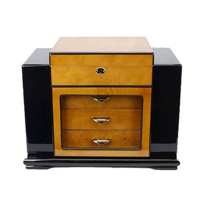 Baccus 200 Count Black and Burl Cigar Humidor