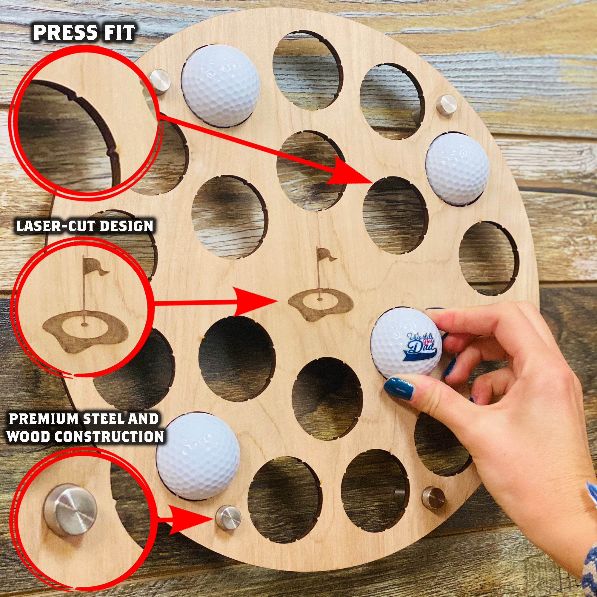 Golf Ball Display Holder, Collector's Case, Small Circle