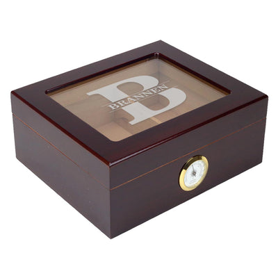 The Classic Custom Engraved 25 Cigar Glass Top Cigar Humidor