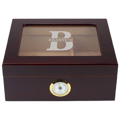 The Classic Custom Engraved 25 Cigar Glass Top Cigar Humidor