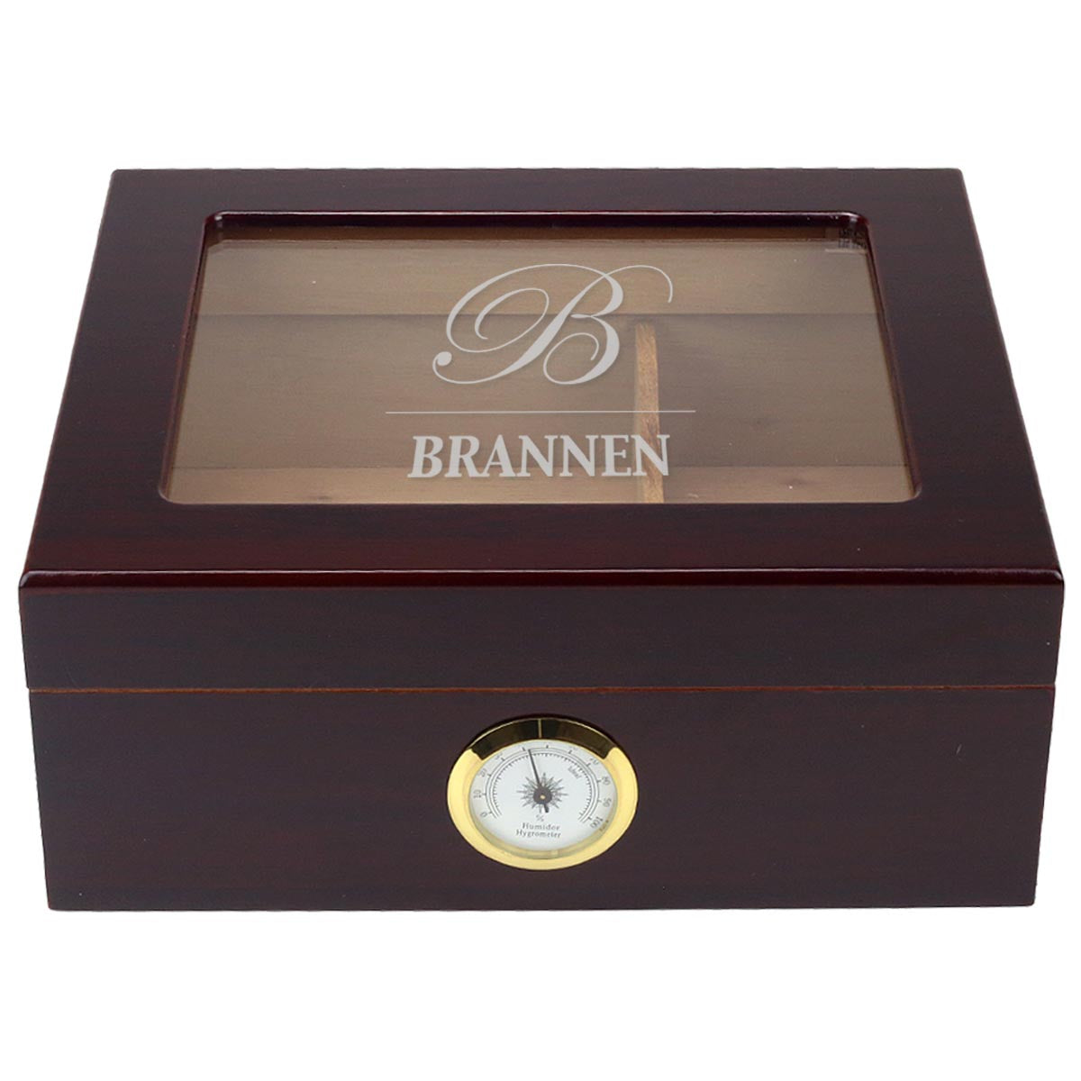 The Traditional Custom Engraved 25 Cigar Glass Top Cigar Humidor