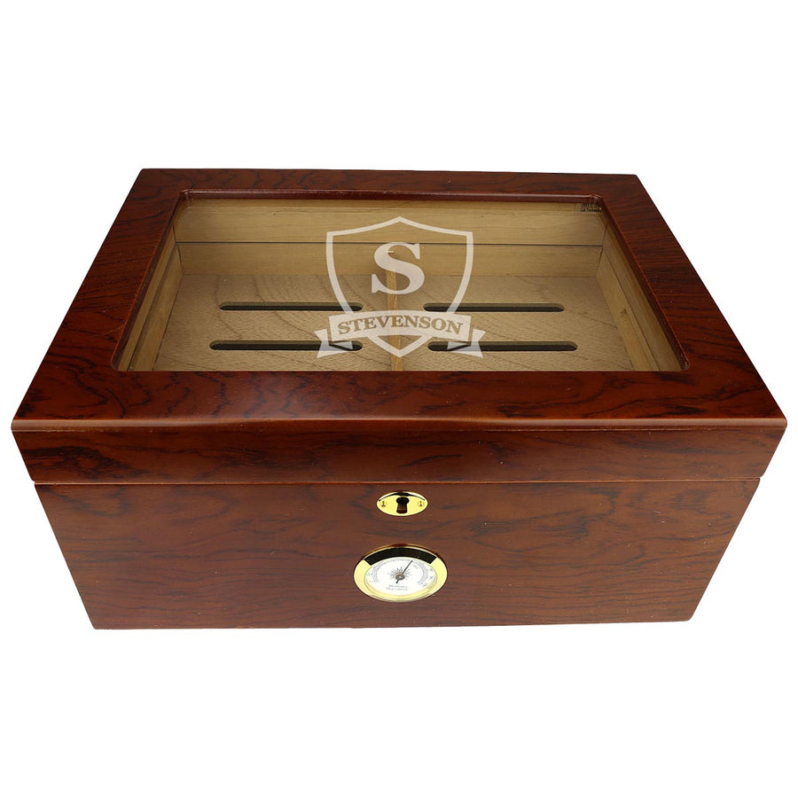 The Winchester Personalized Glass Top 75 Cigar Humidor