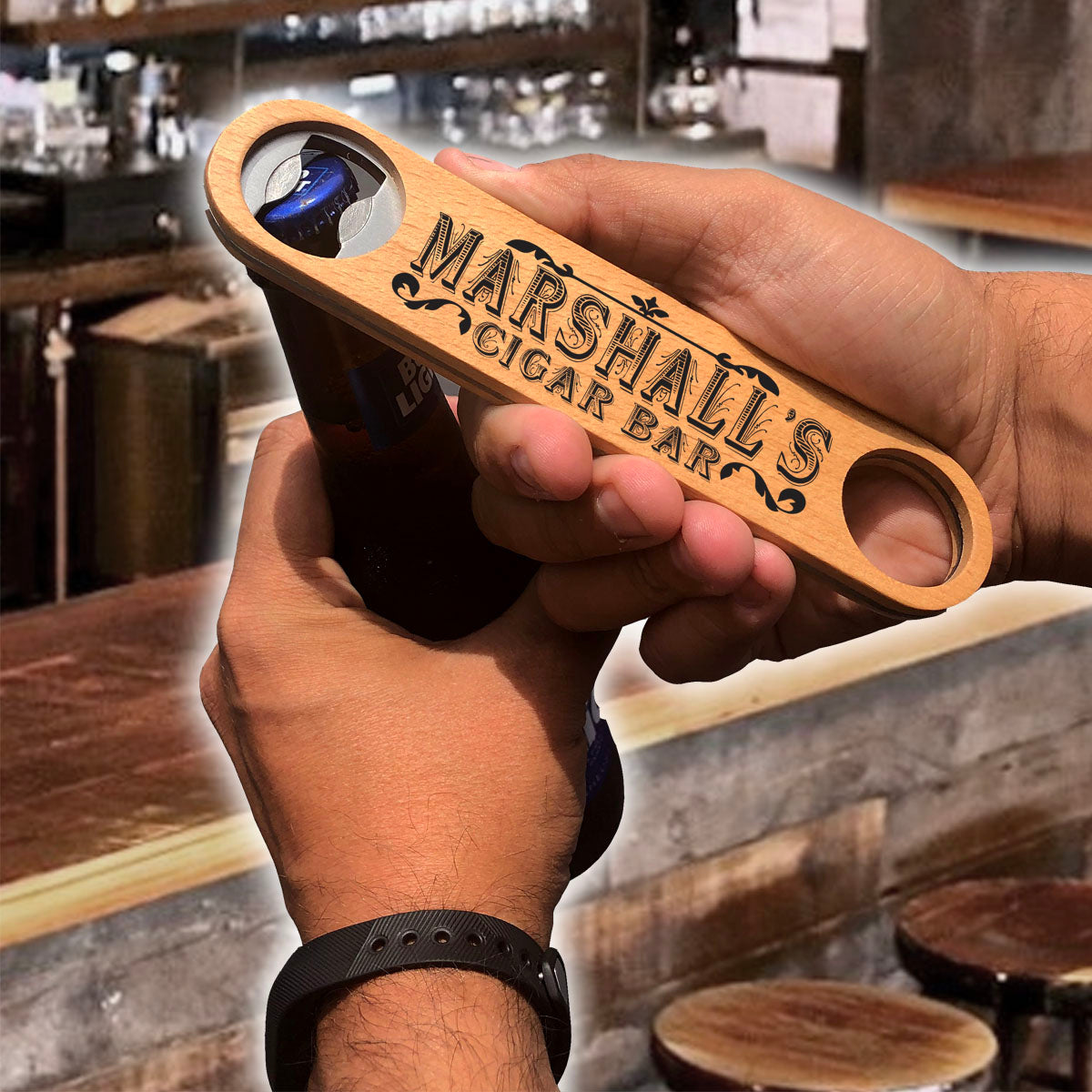 Personalized Wood Speed Bottle Opener