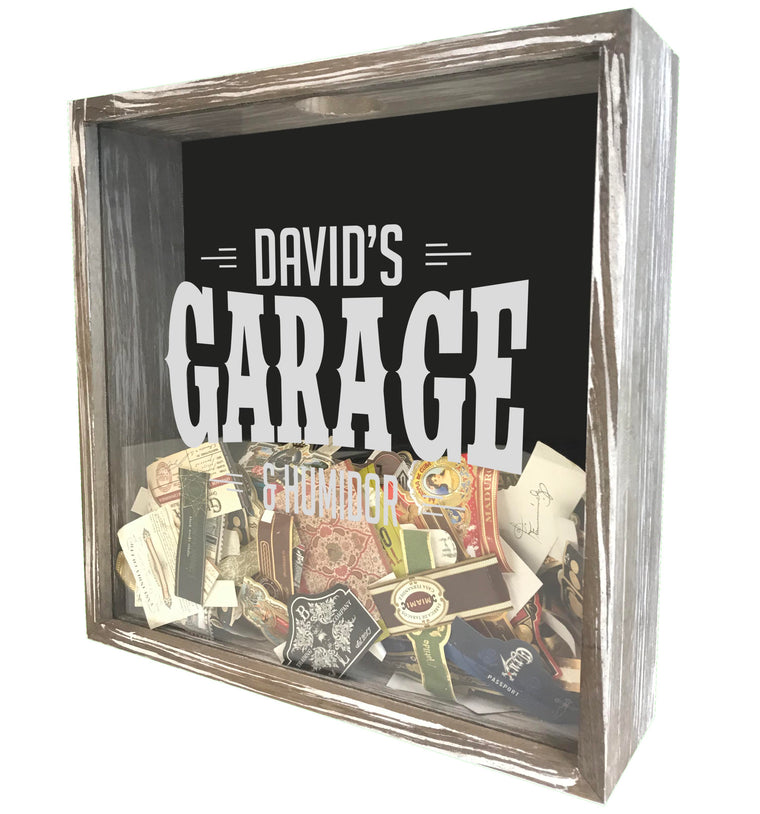 Personalized Acid Wash Cigar Band Shadow Box - Garage & Humidor