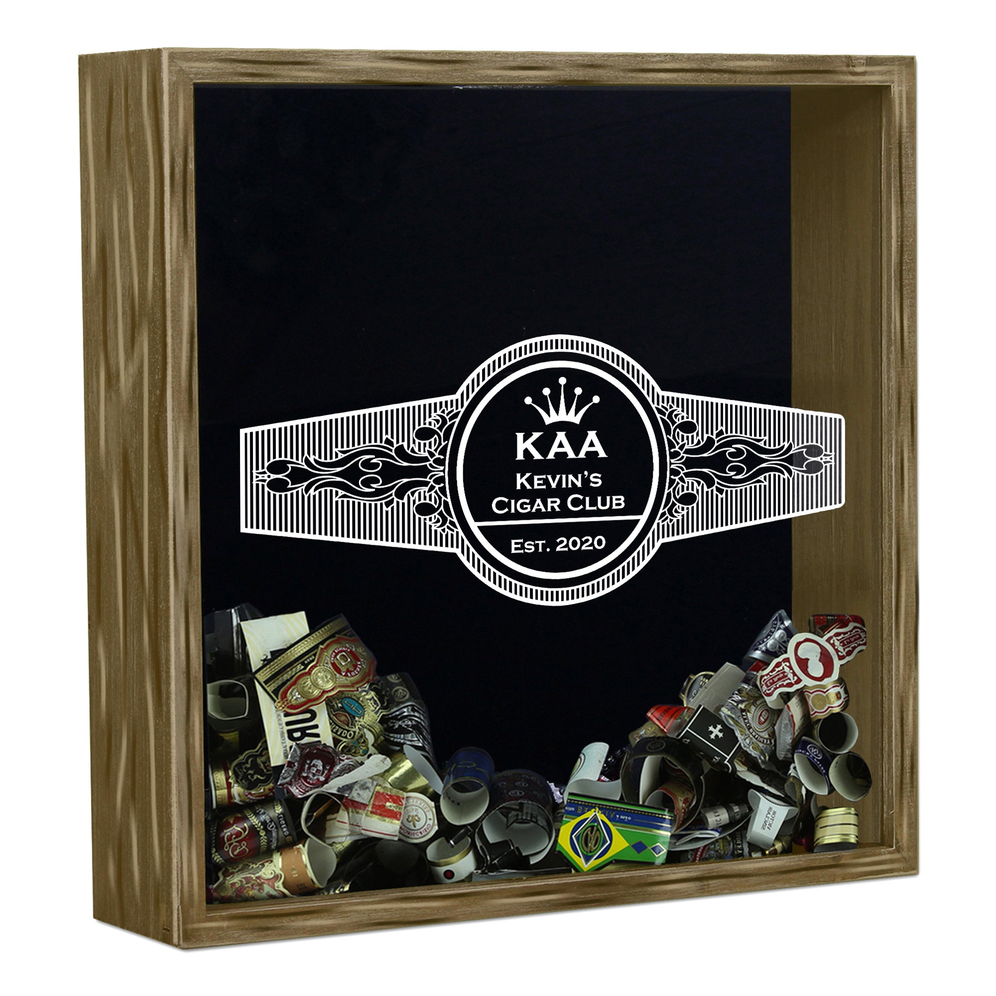 Personalized Acid Wash Cigar Band Shadow Box - Cigar Club