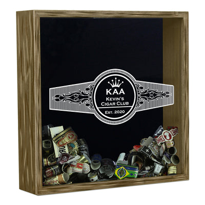 Personalized Acid Wash Cigar Band Shadow Box - Cigar Club