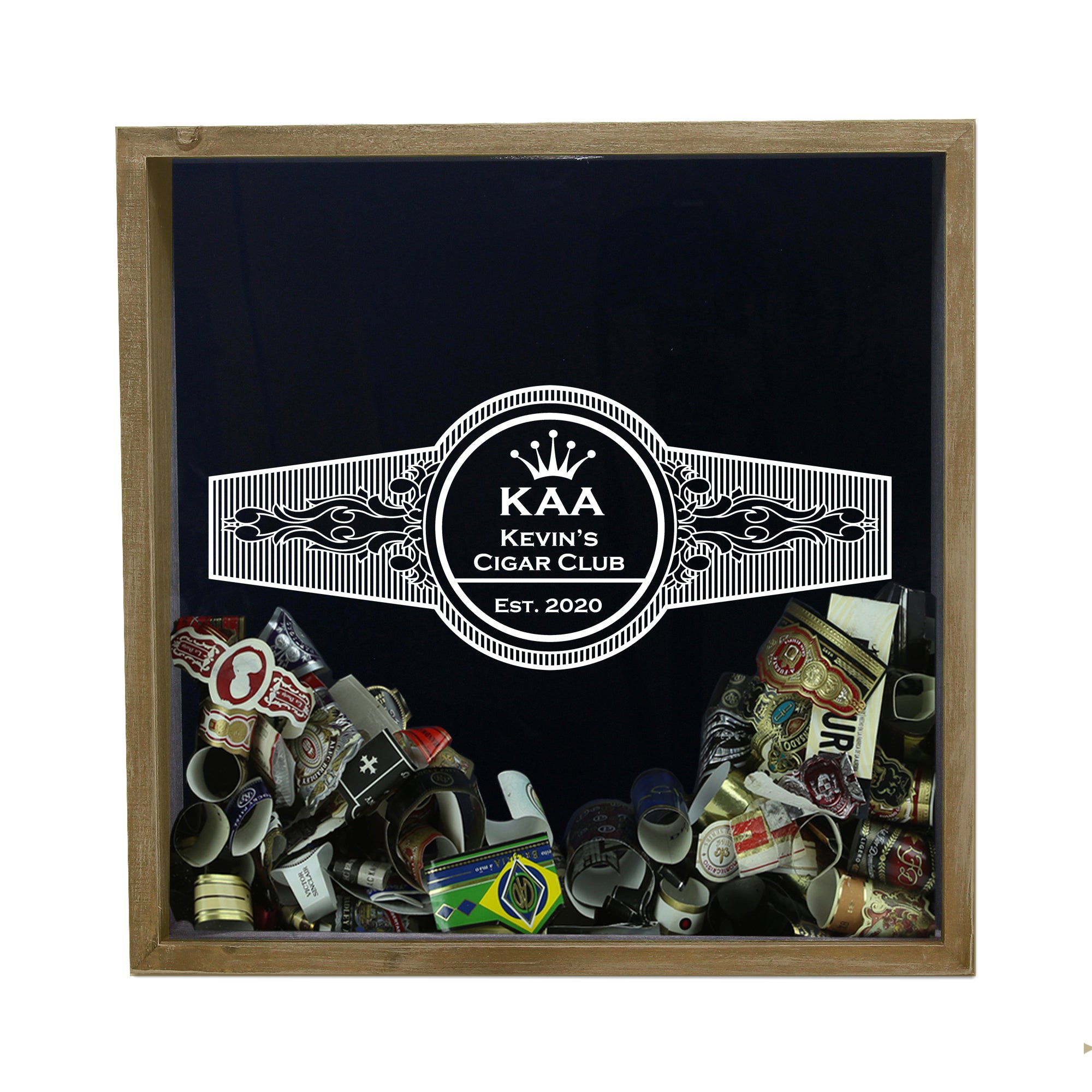 Personalized Acid Wash Cigar Band Shadow Box - Cigar Club