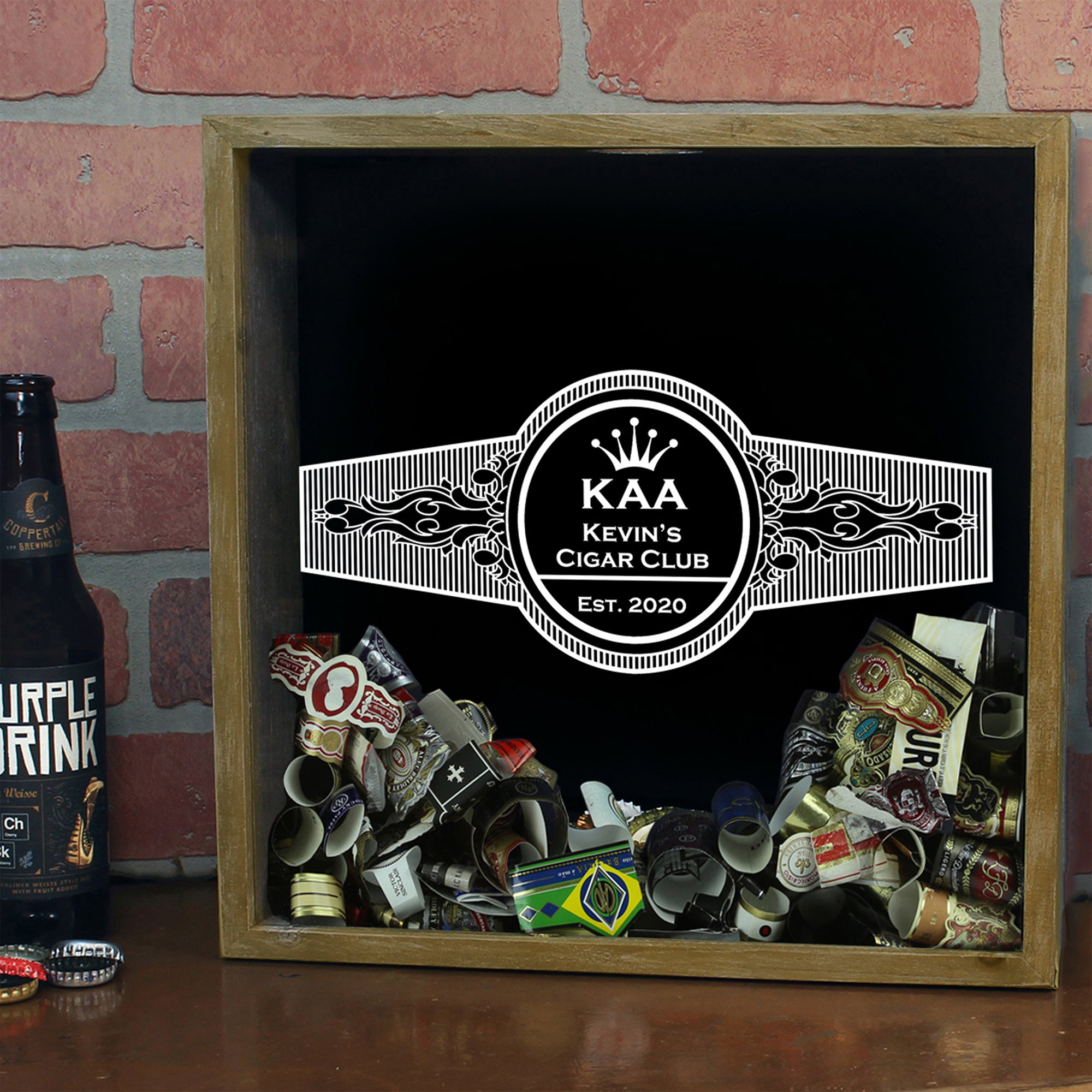 Personalized Acid Wash Cigar Band Shadow Box - Cigar Club