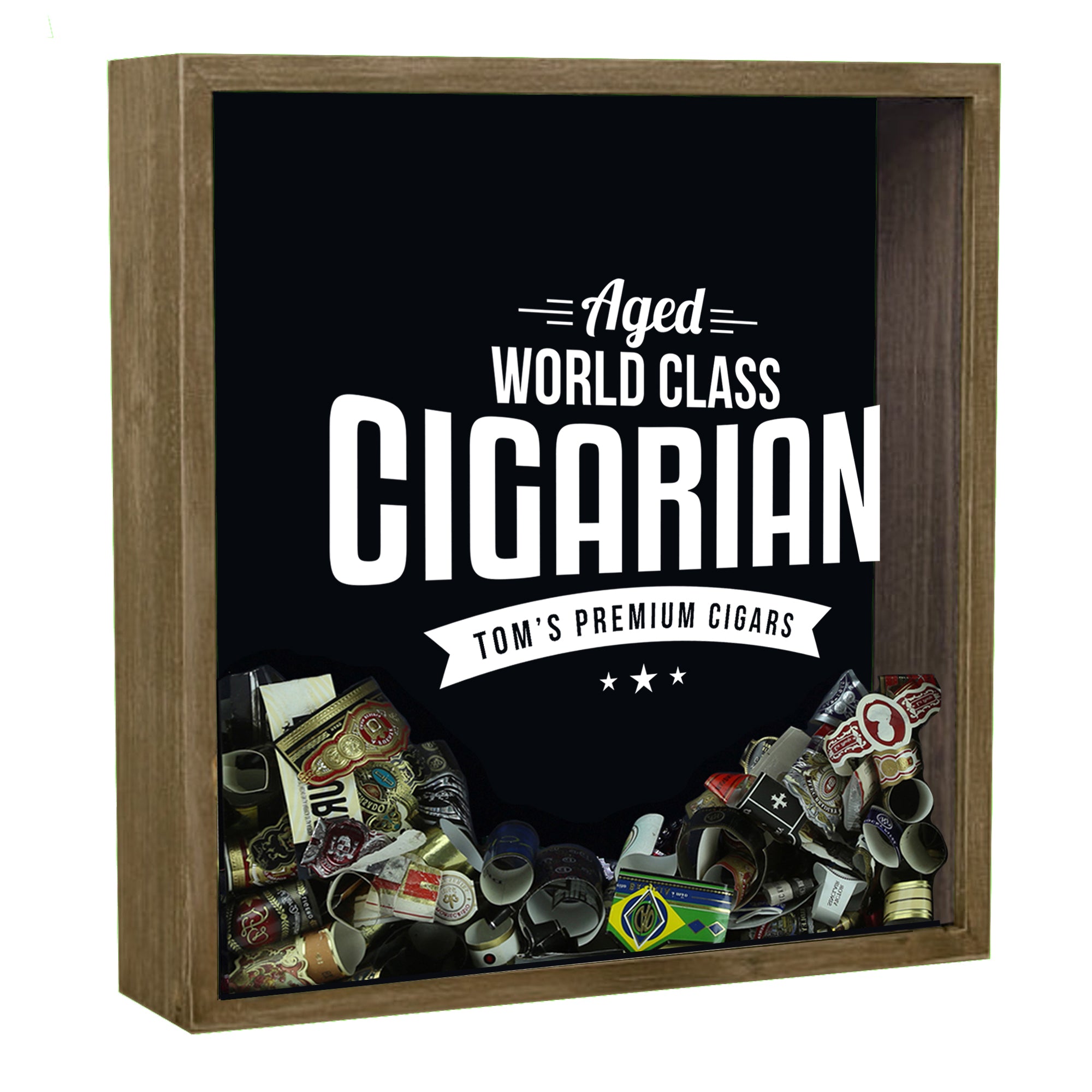 Personalized Acid Wash Cigar Band Shadow Box - World Class Cigarian