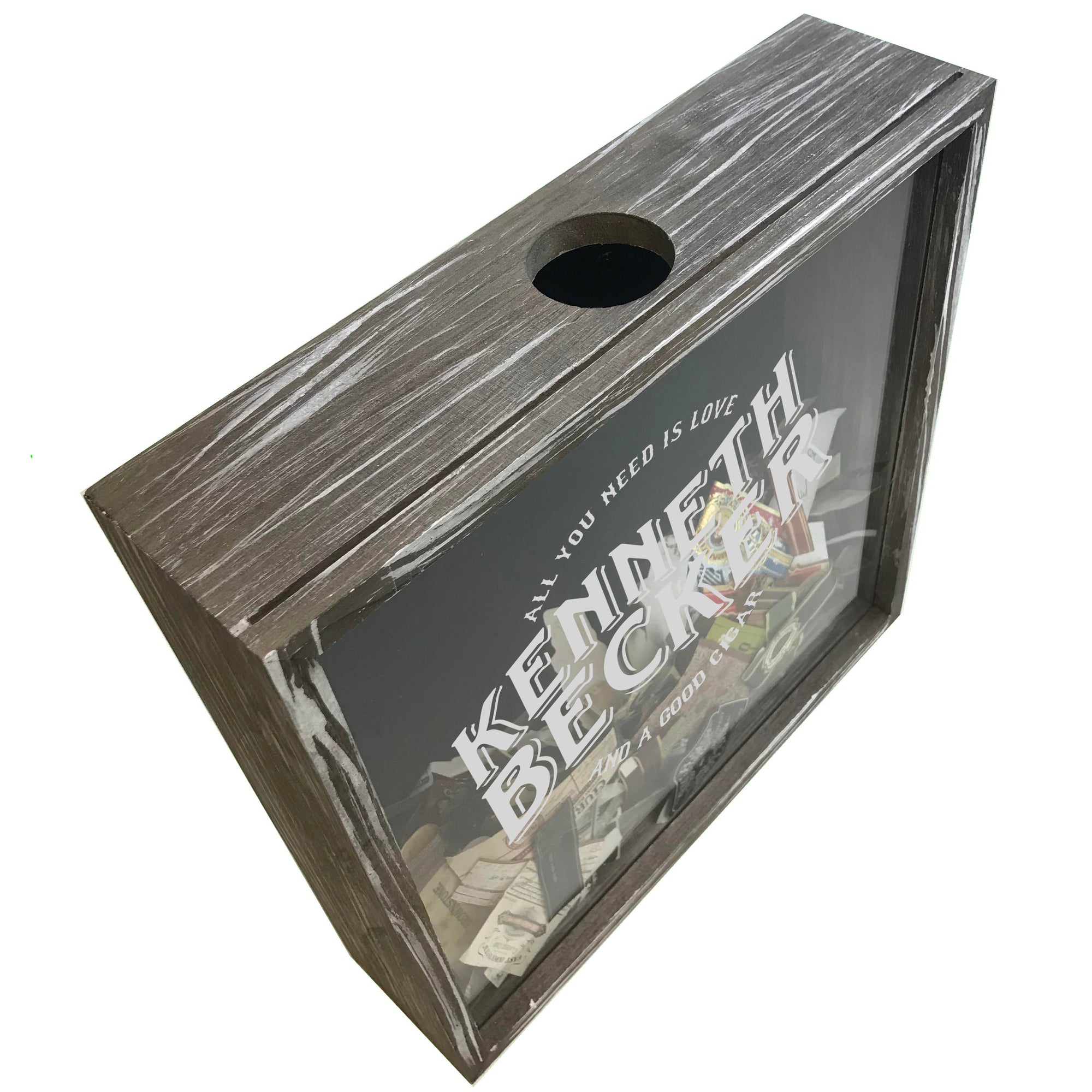 Personalized Acid Wash Cigar Band Shadow Box - Love & a Good Cigar