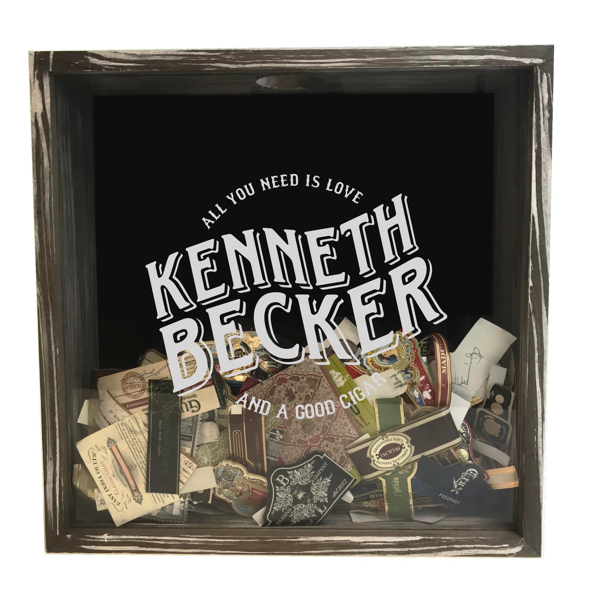 Personalized Acid Wash Cigar Band Shadow Box - Love & a Good Cigar