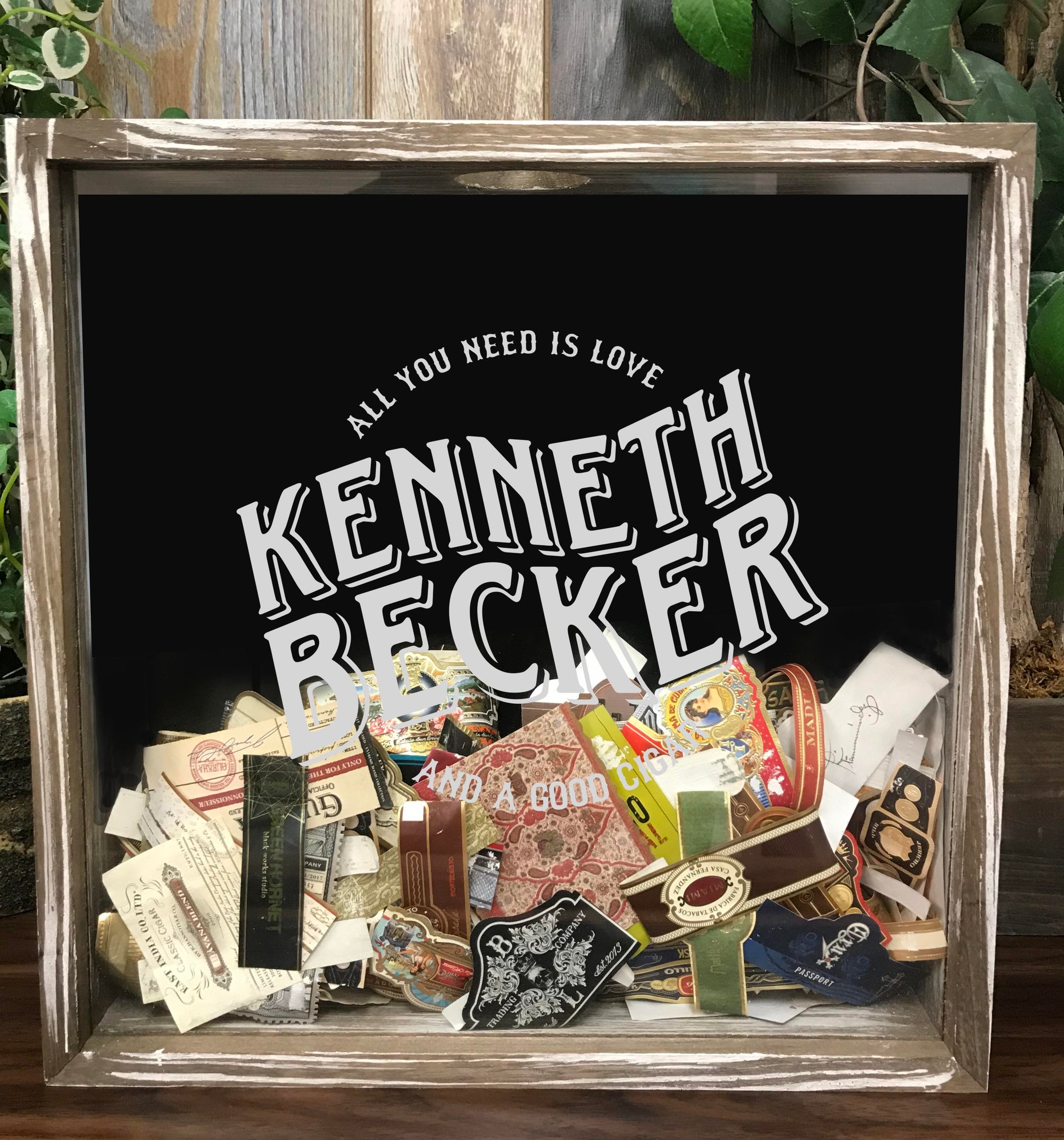 Personalized Acid Wash Cigar Band Shadow Box - Love & a Good Cigar