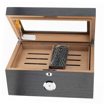 The Black Milano Glass Top Cigar Humidor