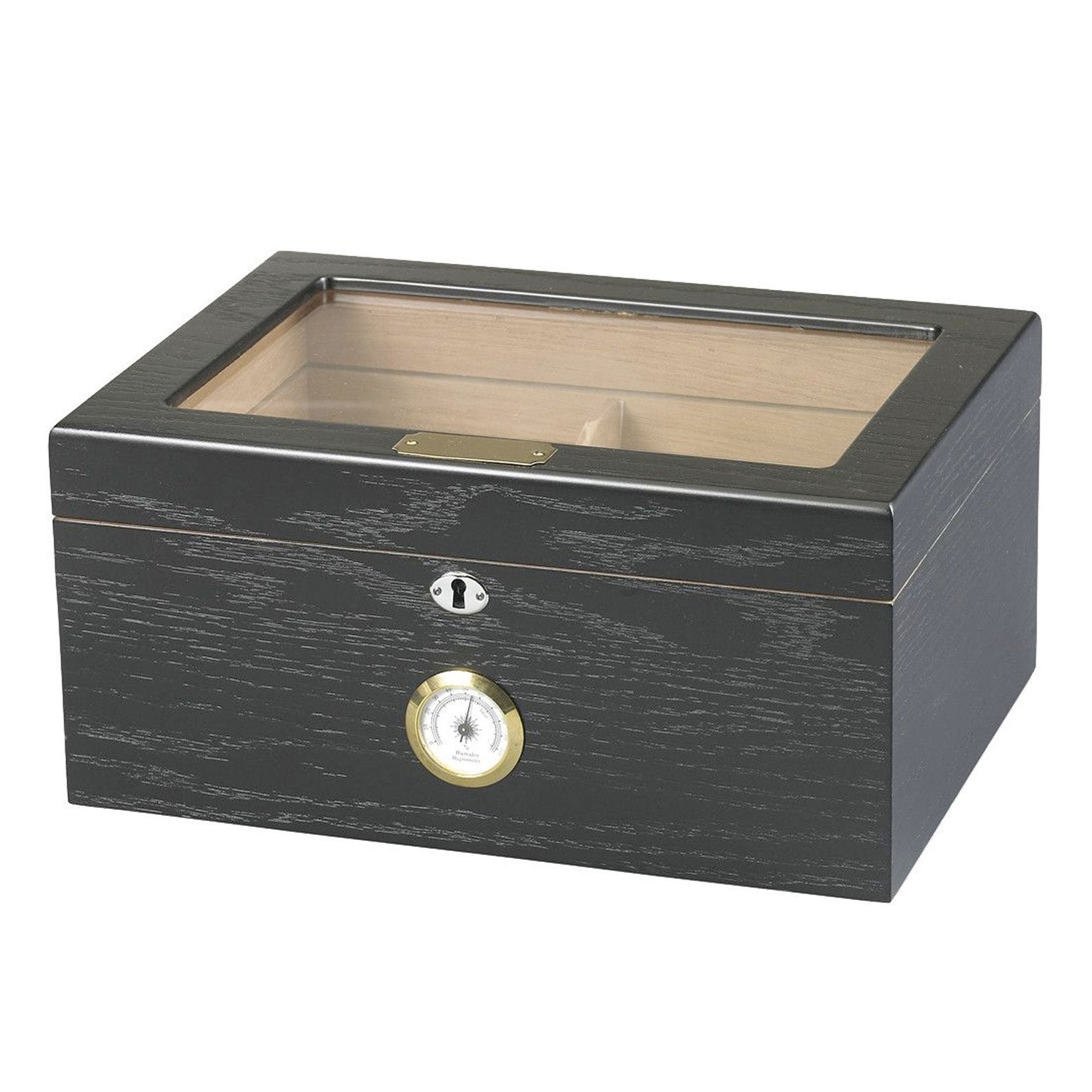 The Black Milano Glass Top Cigar Humidor