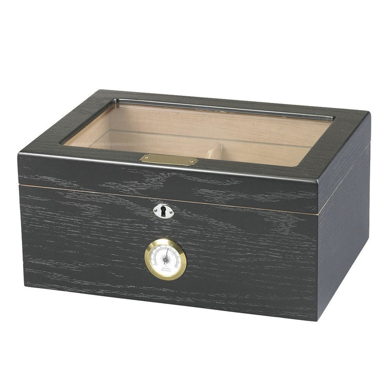 The Black Milano Glass Top Cigar Humidor